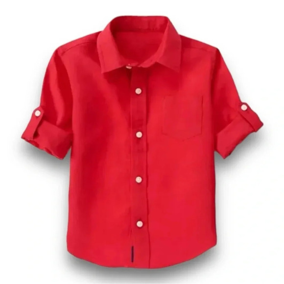 Janie & Jack | Roll-Cuff Linen Shirt (4) 🦞 - Picture 1 of 8